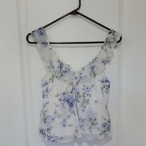 Abercrombie & Fitch White and Blue Floral Blouse